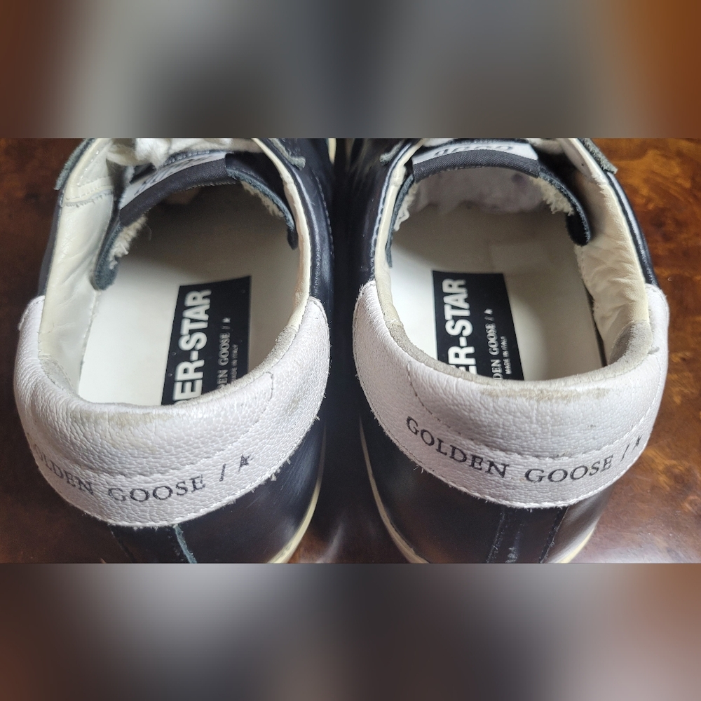 Golden Goose Black Leather Sneaker/ Snakeskin Leather Accents / Neon Edged Star. - Picture 7 of 16